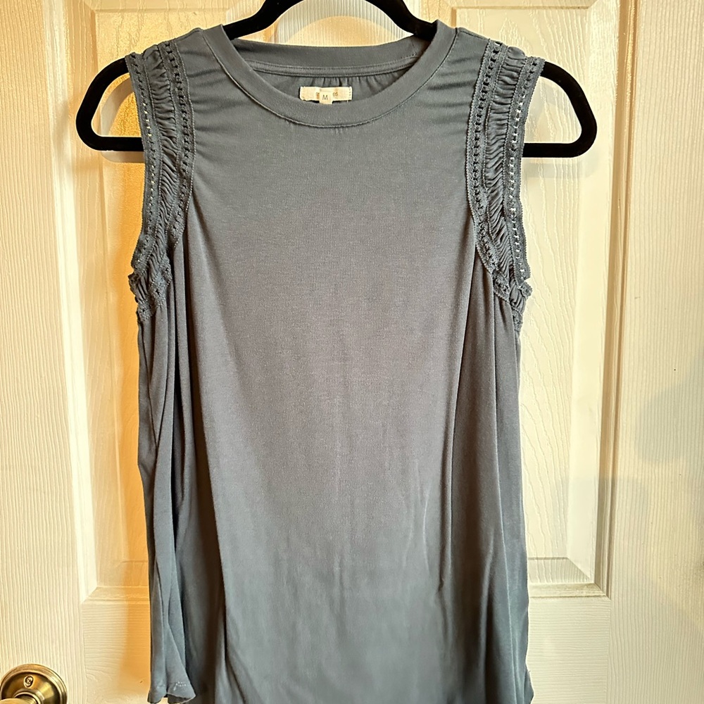 Maurices Charcoal Tank Top with Lace Accents